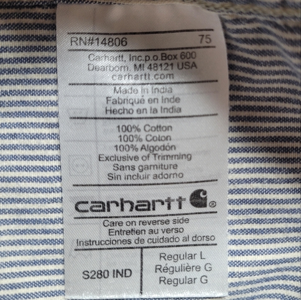 Sold! Carhartt 100% Cotton Short Sleeve Button Down Shirt sz L - Picture 7 of 9